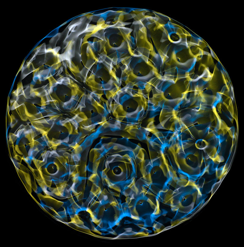 Underwater quiet still life composed with surface ripples in dim light