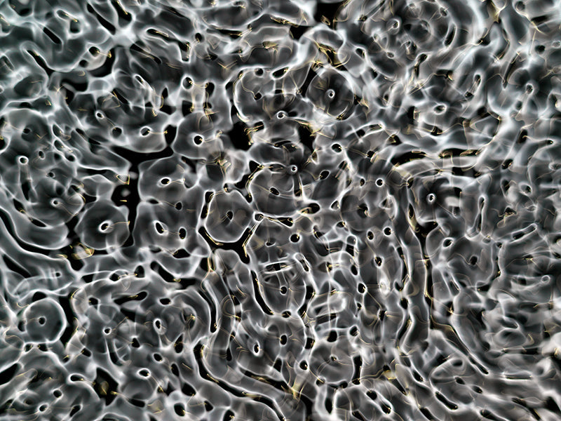 Underwater still life curving underwater with surface ripples and tech in deep shadow
