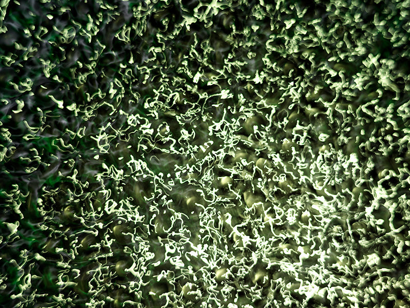 Wave nodes underwater in pale light with concentric rings