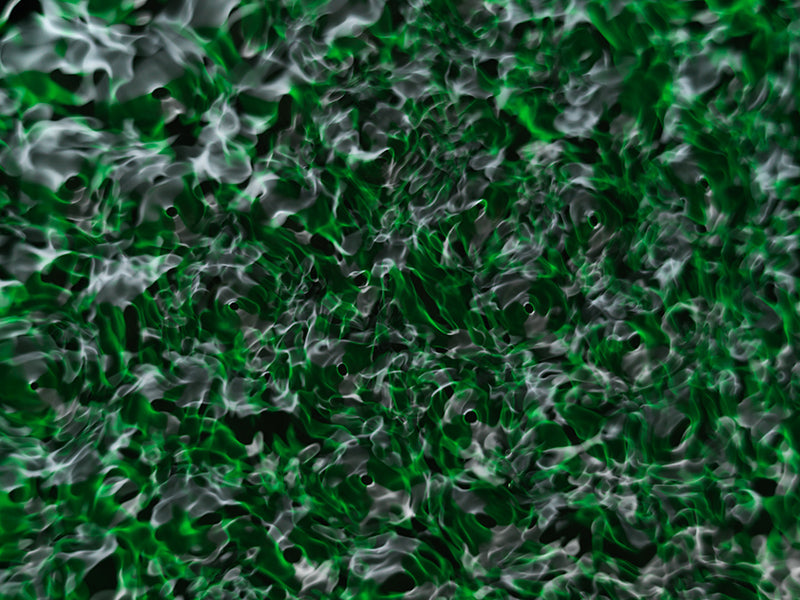 Underwater cymatic pattern rising with concentric rings and light and hushed light