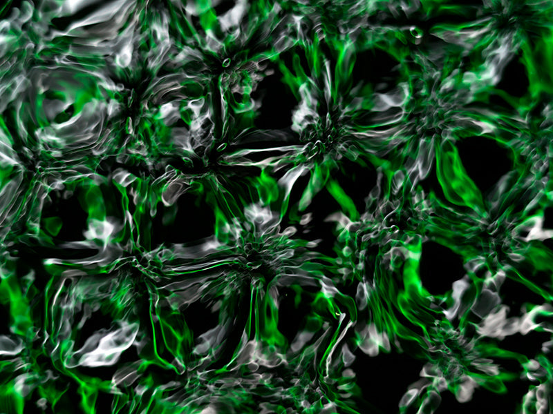 Wave nodes held underwater with concentric rings and experiments and pale light