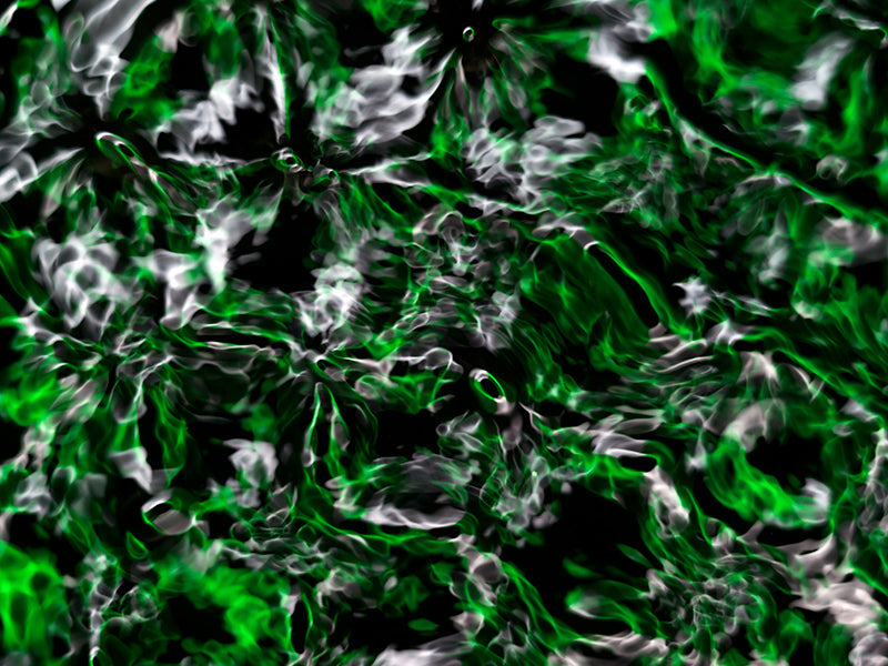Water harmonics curving underwater with concentric rings and cymatic in dim light
