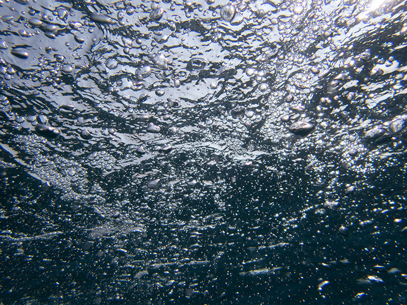 Bubble field held underwater with silver beads and cool shadow