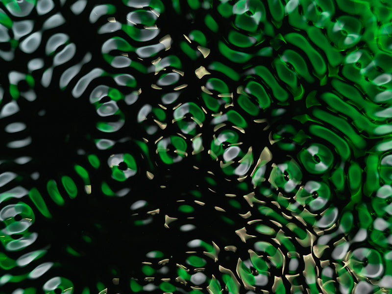 Underwater quiet still life with surface ripples and research set in soft light
