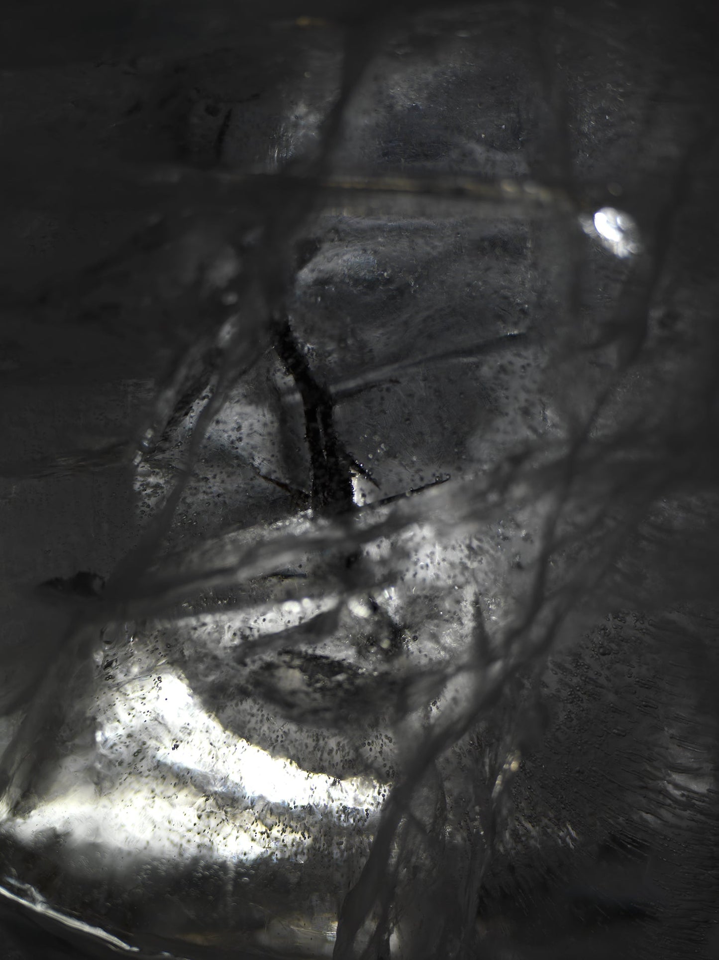 Water film held underwater with swirling film and crude and soft light