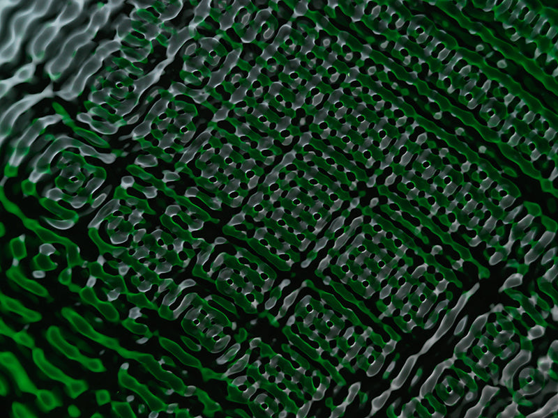 Underwater cymatic pattern hovering with wave lattice and cymatic and pale light