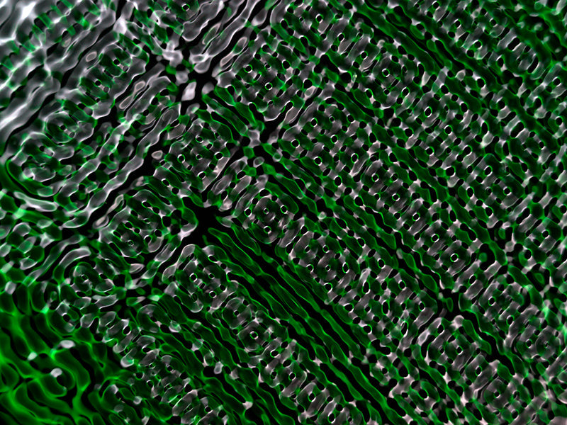 Wave nodes underwater in warm shadow with wave lattice and experiments